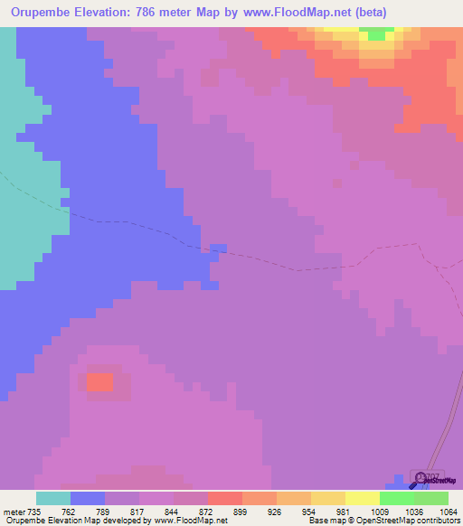 Orupembe,Namibia Elevation Map