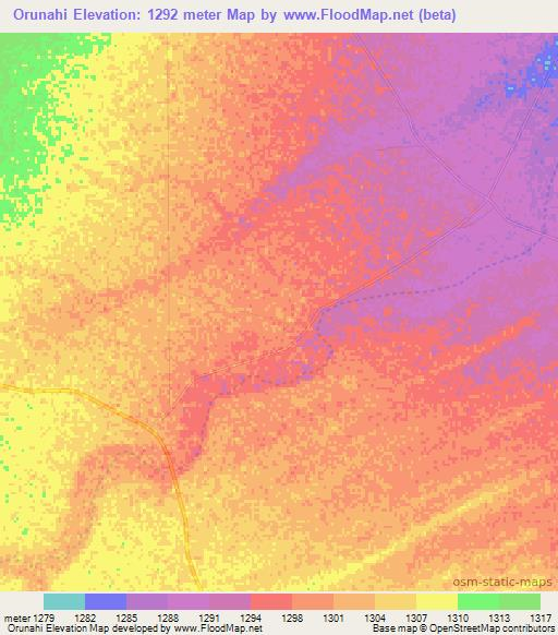 Orunahi,Namibia Elevation Map