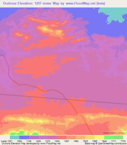 Oruhona,Namibia Elevation Map