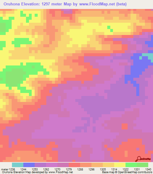 Oruhona,Namibia Elevation Map