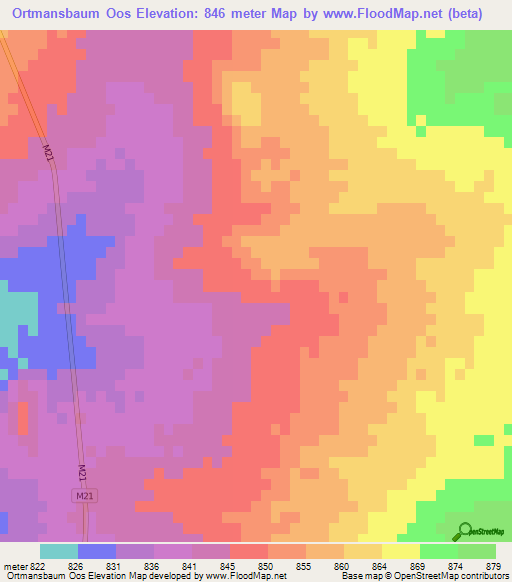 Ortmansbaum Oos,Namibia Elevation Map