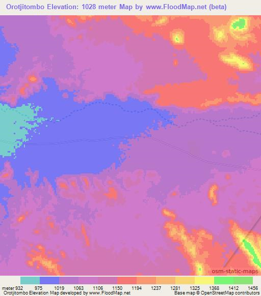Orotjitombo,Namibia Elevation Map