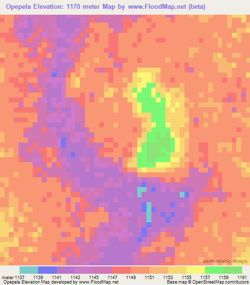 Opepela,Namibia Elevation Map