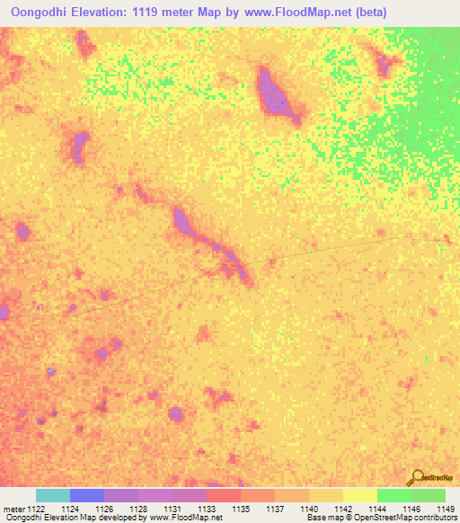 Oongodhi,Namibia Elevation Map