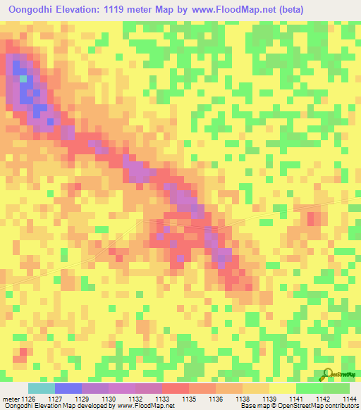 Oongodhi,Namibia Elevation Map