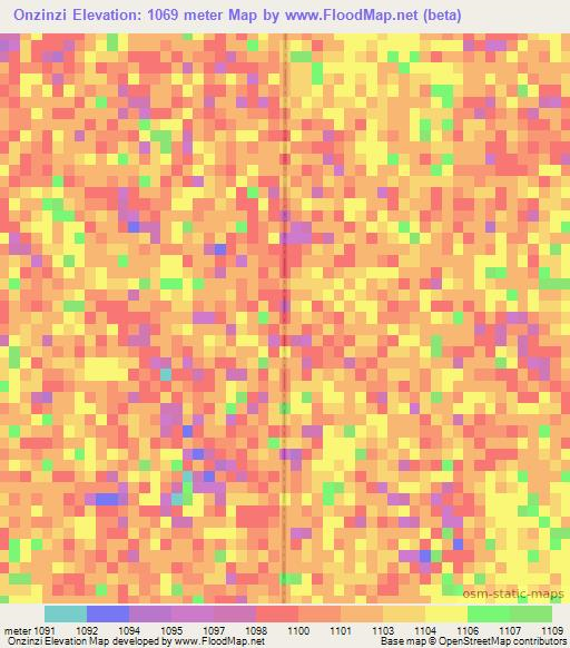 Onzinzi,Namibia Elevation Map
