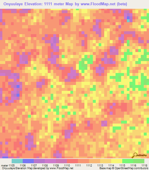 Onyuulaye,Namibia Elevation Map