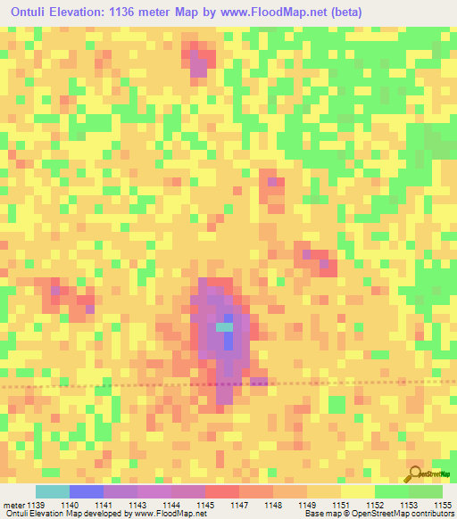 Ontuli,Namibia Elevation Map