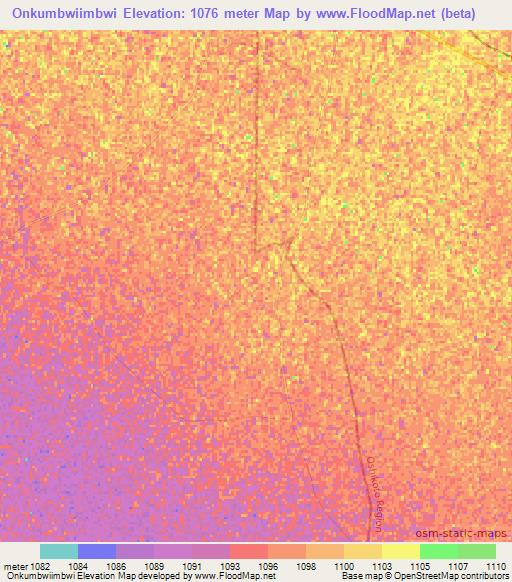 Onkumbwiimbwi,Namibia Elevation Map