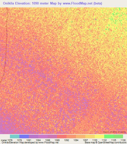 Onikila,Namibia Elevation Map