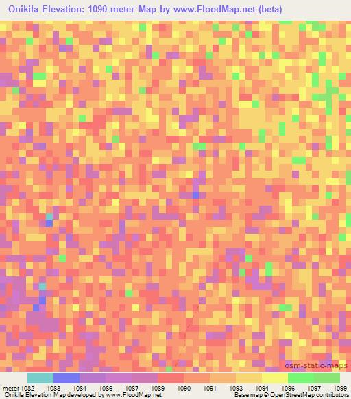 Onikila,Namibia Elevation Map