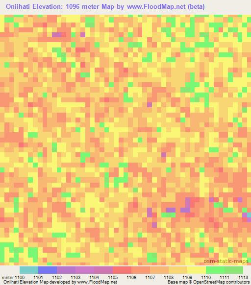 Oniihati,Namibia Elevation Map