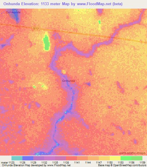 Onhunda,Namibia Elevation Map
