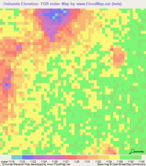 Onhunda,Namibia Elevation Map