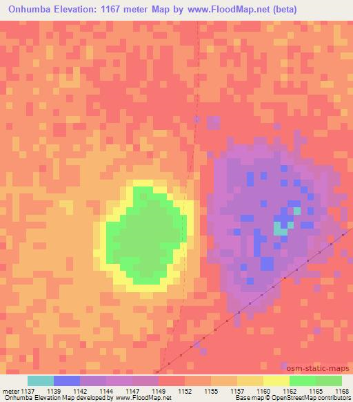 Onhumba,Namibia Elevation Map