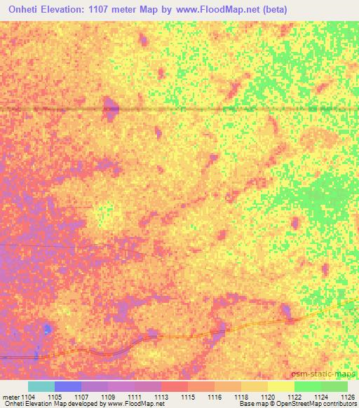 Onheti,Namibia Elevation Map