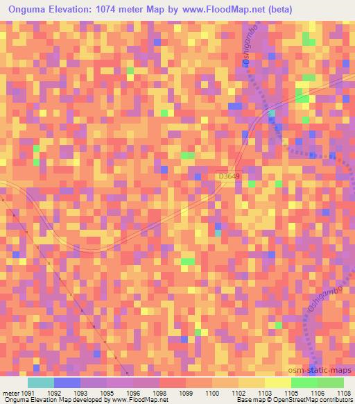 Onguma,Namibia Elevation Map
