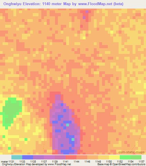 Onghwiyu,Namibia Elevation Map
