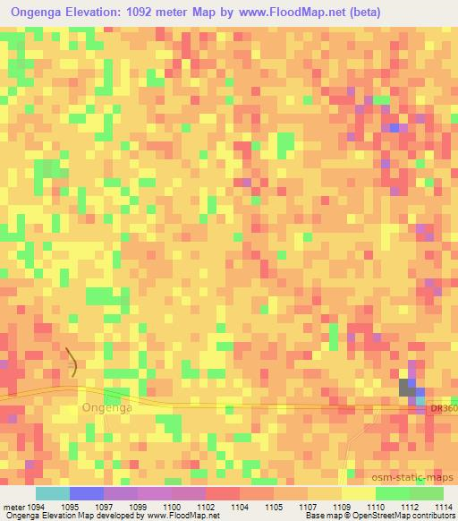 Ongenga,Namibia Elevation Map