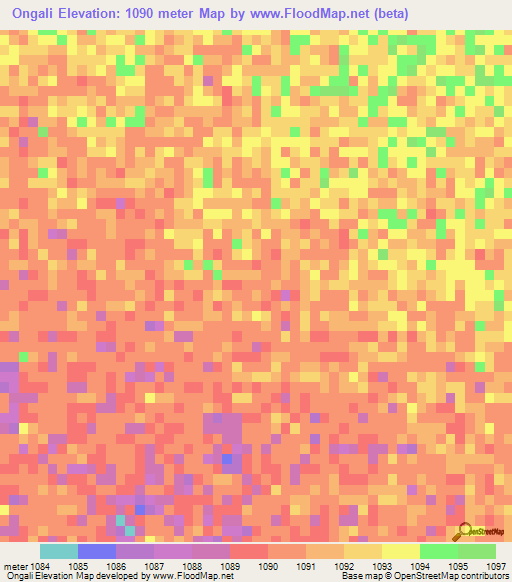 Ongali,Namibia Elevation Map