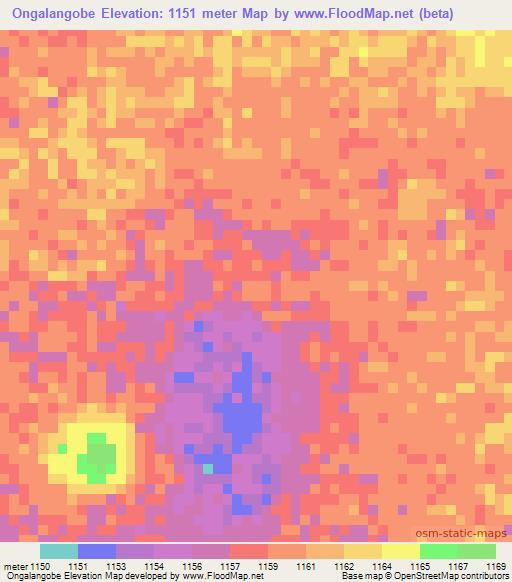 Ongalangobe,Namibia Elevation Map