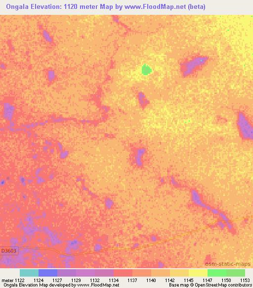 Ongala,Namibia Elevation Map