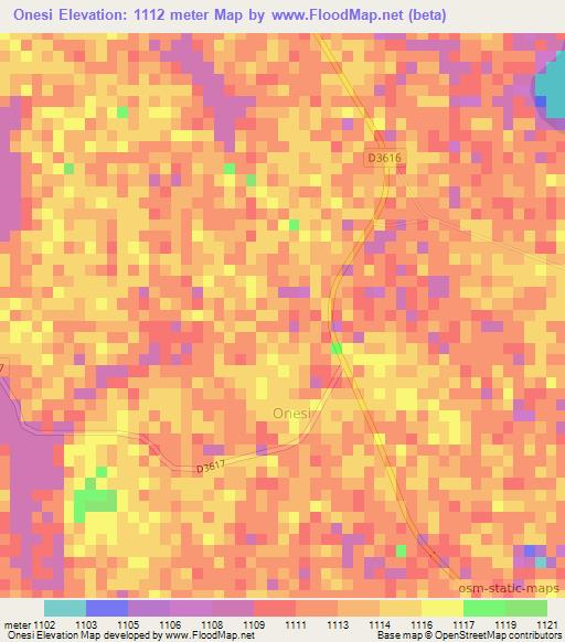Onesi,Namibia Elevation Map