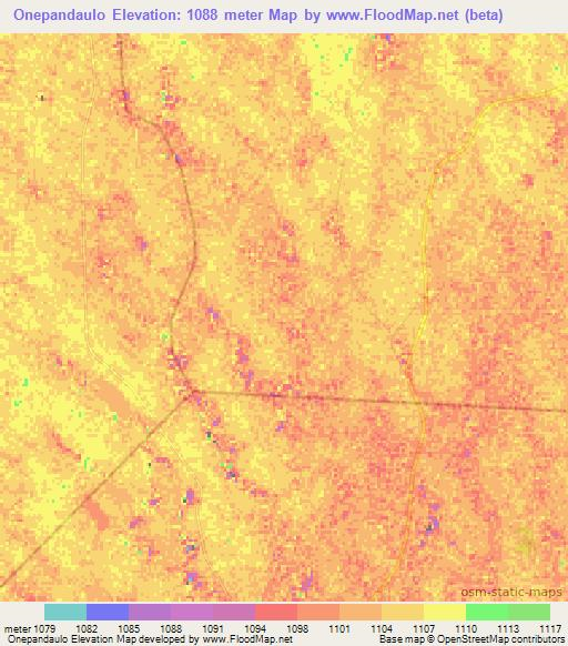 Onepandaulo,Namibia Elevation Map