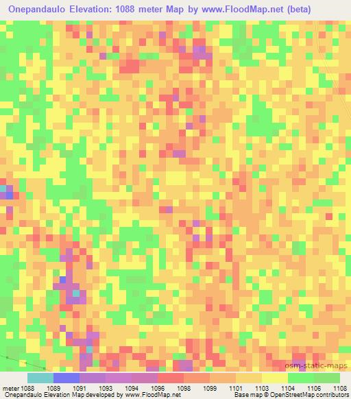 Onepandaulo,Namibia Elevation Map