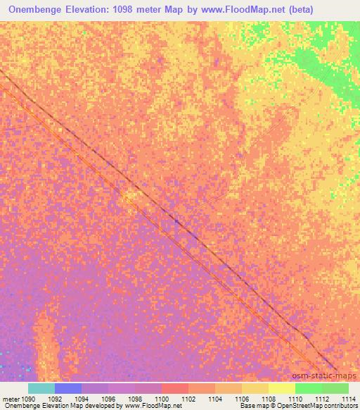Onembenge,Namibia Elevation Map
