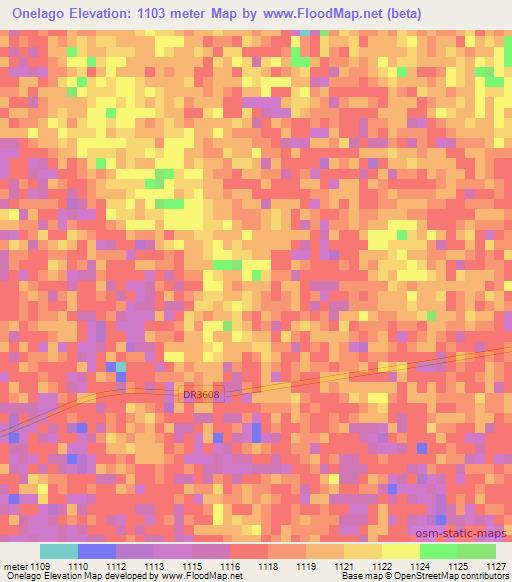 Onelago,Namibia Elevation Map