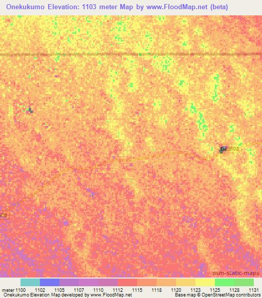 Onekukumo,Namibia Elevation Map