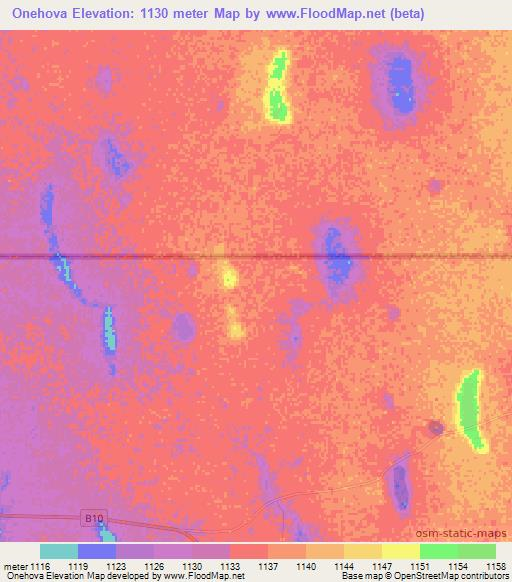 Onehova,Namibia Elevation Map