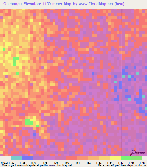 Onehanga,Namibia Elevation Map