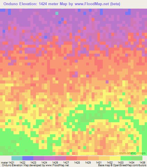 Onduno,Namibia Elevation Map