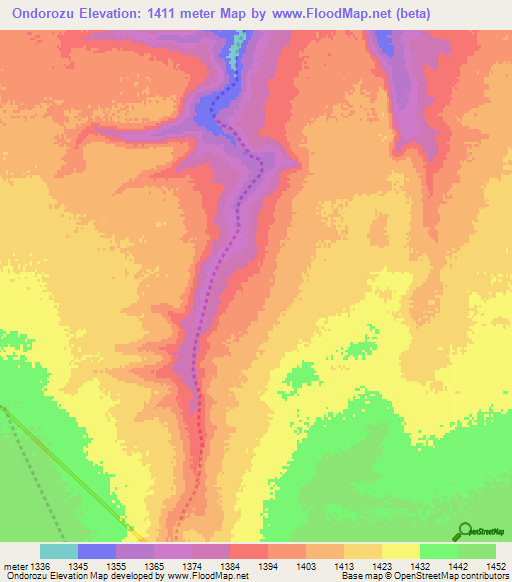 Ondorozu,Namibia Elevation Map