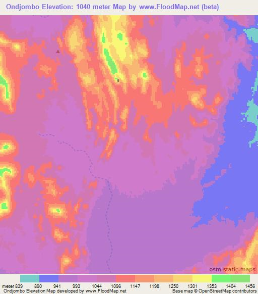 Ondjombo,Namibia Elevation Map