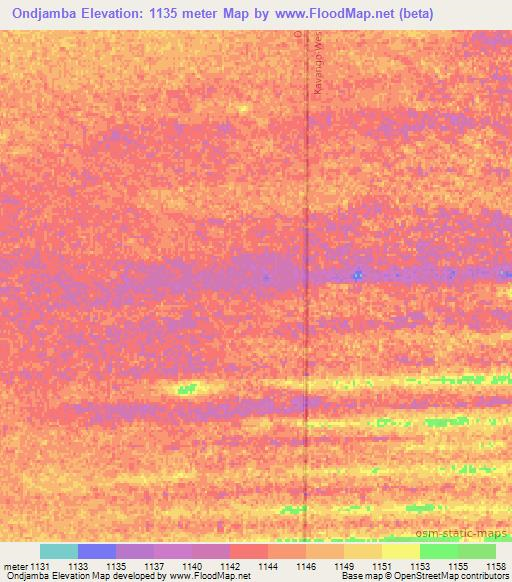 Ondjamba,Namibia Elevation Map