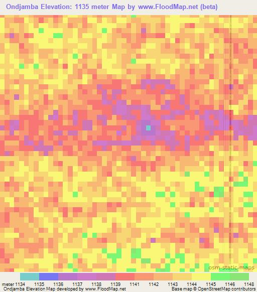 Ondjamba,Namibia Elevation Map