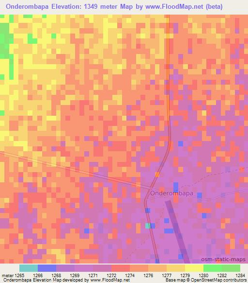 Onderombapa,Namibia Elevation Map