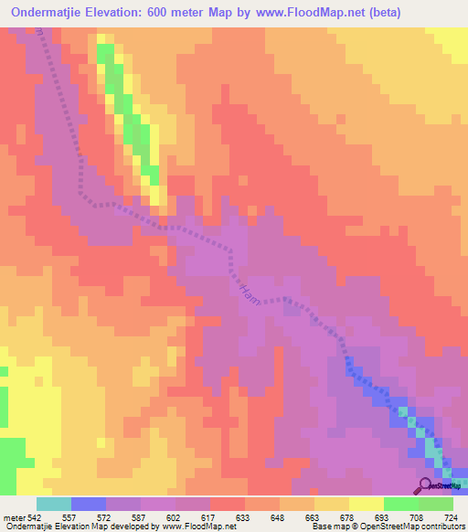 Ondermatjie,Namibia Elevation Map