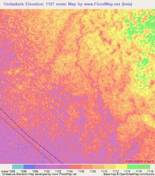 Ondaakula,Namibia Elevation Map