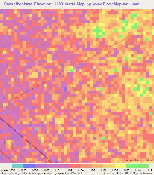 Onashikookaya,Namibia Elevation Map