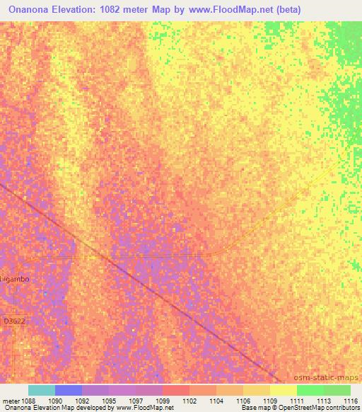 Onanona,Namibia Elevation Map
