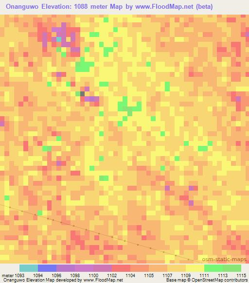 Onanguwo,Namibia Elevation Map