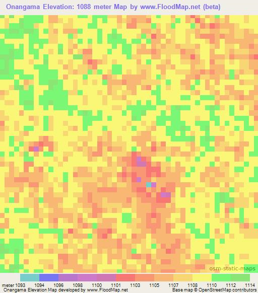 Onangama,Namibia Elevation Map