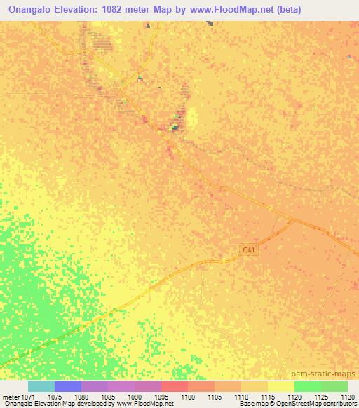 Onangalo,Namibia Elevation Map