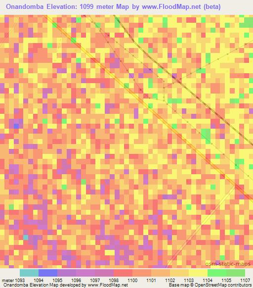 Onandomba,Namibia Elevation Map