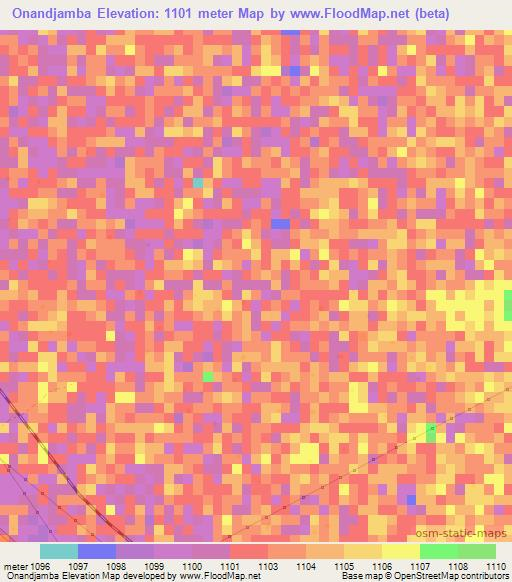 Onandjamba,Namibia Elevation Map