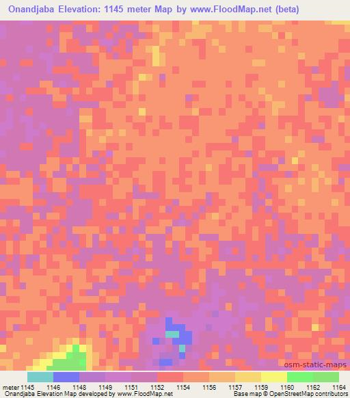 Onandjaba,Namibia Elevation Map